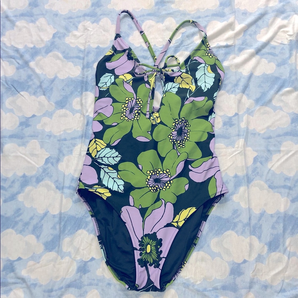 gorgeous floral aerie one piece strappy swimsuit